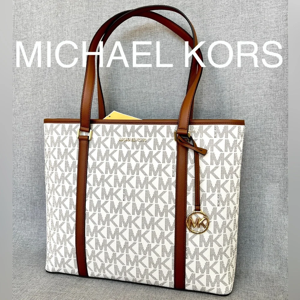 MICHAEL KORS Sady MEDIUM  monogrammed shopper tote  vanilla